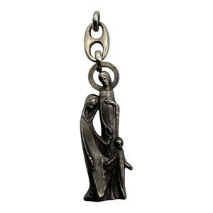 Vintage Italy Holy Family Religious Pendant‎ 2” Modernist Catholic